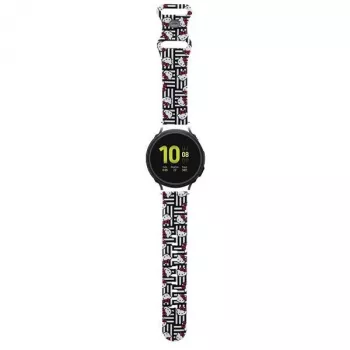 Correa universal de silicona Hello Kitty para smartwatches HKUWMSDIESK Heads & Stripes Negra 20mm