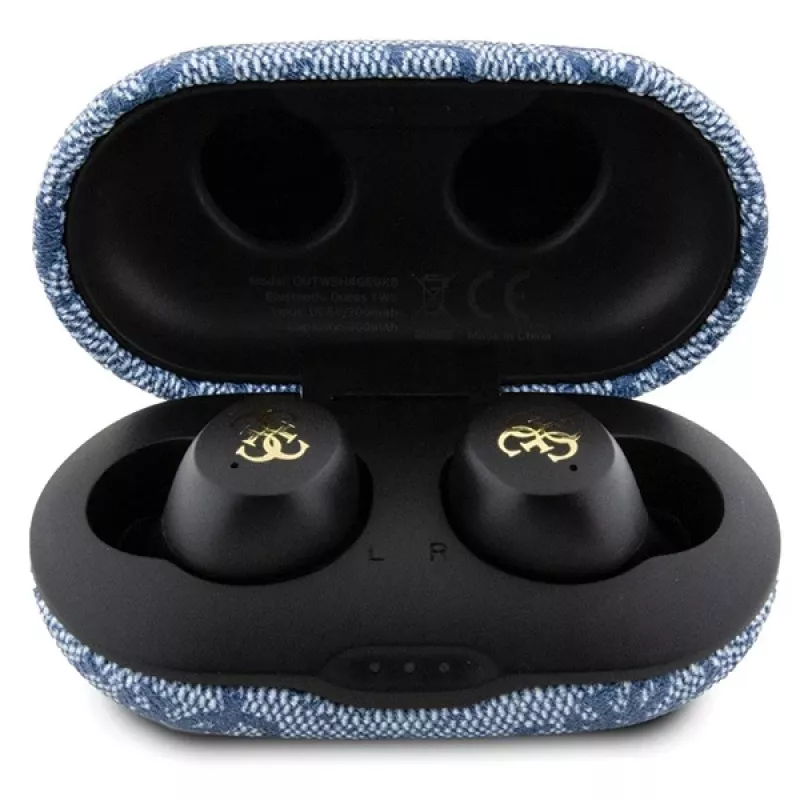 Auriculares Bluetooth True Wireless GUESS GUTWSP4EGB con base de carga, ENC, Azul metal