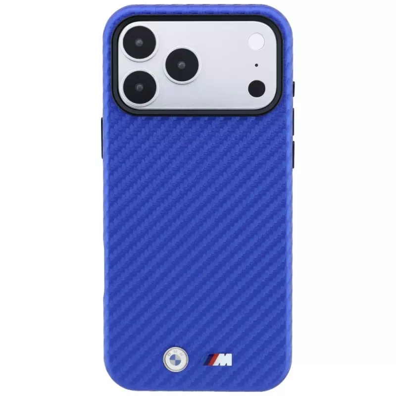 Funda MagSafe BMW M Carbon Metal Logo para iPhone 18 Pro / 17 Pro - Azul