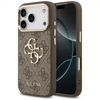 GUESS 4G Big Logo funda para móvil para iPhone 17 Pro Max / 18 Pro Max - Marrón y oro