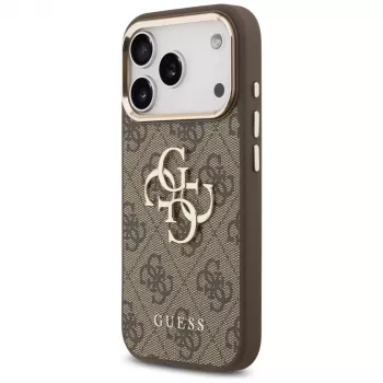 GUESS 4G Big Logo funda para móvil para iPhone 17 Pro Max / 18 Pro Max - Marrón y oro