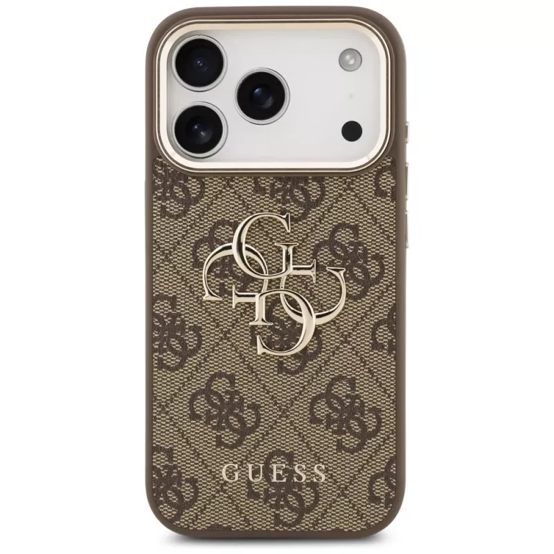 GUESS 4G Big Logo funda para móvil para iPhone 17 Pro Max / 18 Pro Max - Marrón y oro
