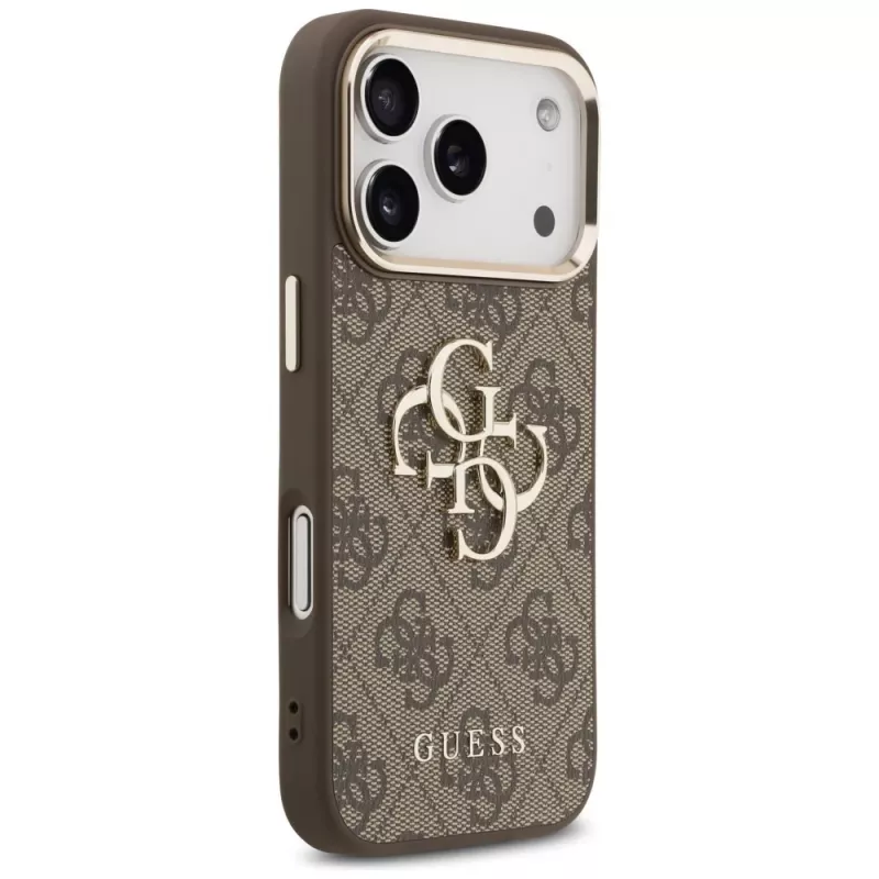 GUESS 4G Big Logo funda para móvil para iPhone 17 Pro Max / 18 Pro Max - Marrón y oro