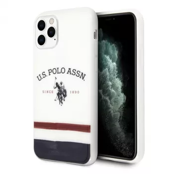 U.S. Polo Assn. USHCN58PCSTRB funda Tricolor Pattern Collection para iPhone 11 Pro, Blanco