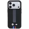 BMW M Quadrille Kevlar funda MagSafe antracita con líneas impresas tricolor para iPhone 18 Pro / 17 Pro