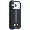 BMW M Quadrille Kevlar funda MagSafe antracita con líneas impresas tricolor para iPhone 18 Pro / 17 Pro