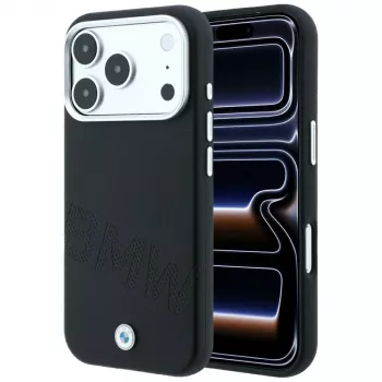 BMW Sign Inclined Deboss Letters funda MagSafe para iPhone 18 Pro / 17 Pro - Negro