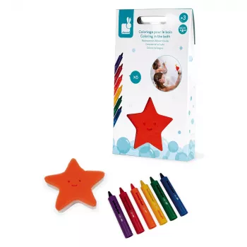 Janod set de 6 lápices de baño, lavables, 18m+ | J04725