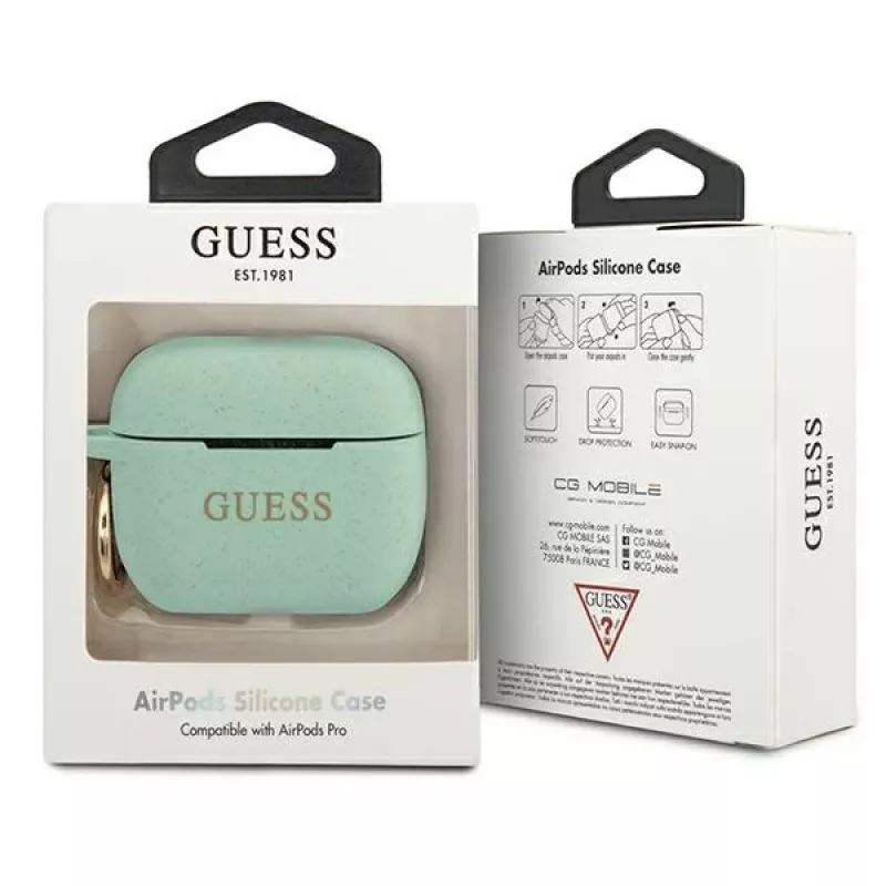 GUESS GUACAPSILGLGN funda para AirPods Pro Verde silicona brillante