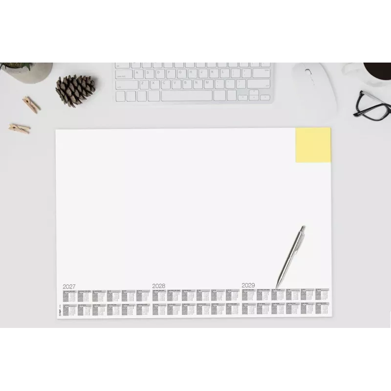 SIGEL H7490 calendario de 3 años con base de escritorio, 59,5 x 41 cm, 40 hojas, blanco con impresión gris, reverso de cartón antideslizante