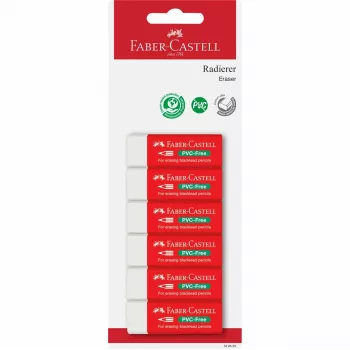 Faber-Castell goma de borrar sin PVC 7095-20, pack de 6, blanca