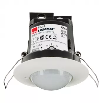 BEG BRCK LUXOMAT PD2-Slave Detector de presencia, Blanco, empotrable en techo, PIR, 360°, Ø8m presencia, Ø24m movimiento, IP20, unidad esclava para detector maestro