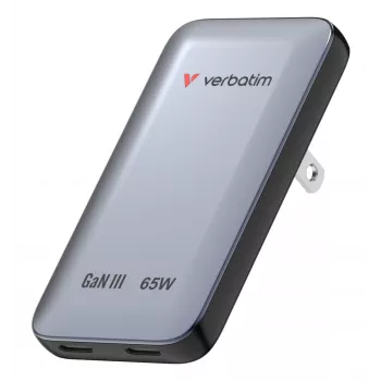 Verbatim Slim Cargador GaN 2 puertos 65W (EU/UK/US) Gris