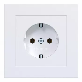 HAGER WAS1120WM toma de corriente SCHUKO con tapa, bornes sin tornillos, A.1, blanco luz mate
