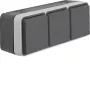Hager WNC143 toma de corriente SCHUKO triple de superficie con tapas abatibles, IP55, gris