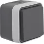 Hager WNC140 toma de corriente SCHUKO de superficie con tapa abatible, IP55, gris
