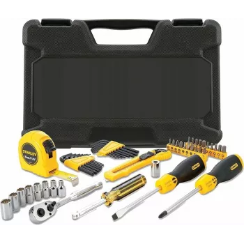 STANLEY STMT0-74864 set de herramientas de 51 piezas con vasos 1/4 pulgadas y 1/2 pulgadas y llaves combinadas en maletín de plástico
