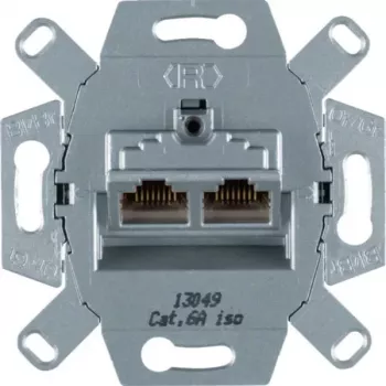 Hager WDF410862 Módulo de conexión de datos RJ45 Cat.6A apantallado, 2 puertos, empotrar, 10G, blanco