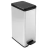 Curver Slim Bin 40L Cubo de plástico cuadrado negro, plateado