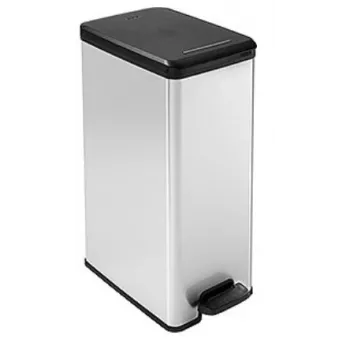 Curver Slim Bin 40L Cubo de plástico cuadrado negro, plateado