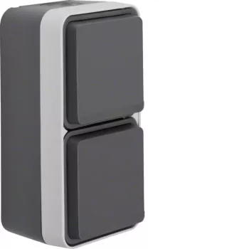 Hager WNC176 Toma de corriente Schuko 2 elementos de superficie con tapa abatible, vertical, gris