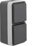 Hager WNC176 Base Schuko doble de superficie con tapa abatible, vertical, Gris