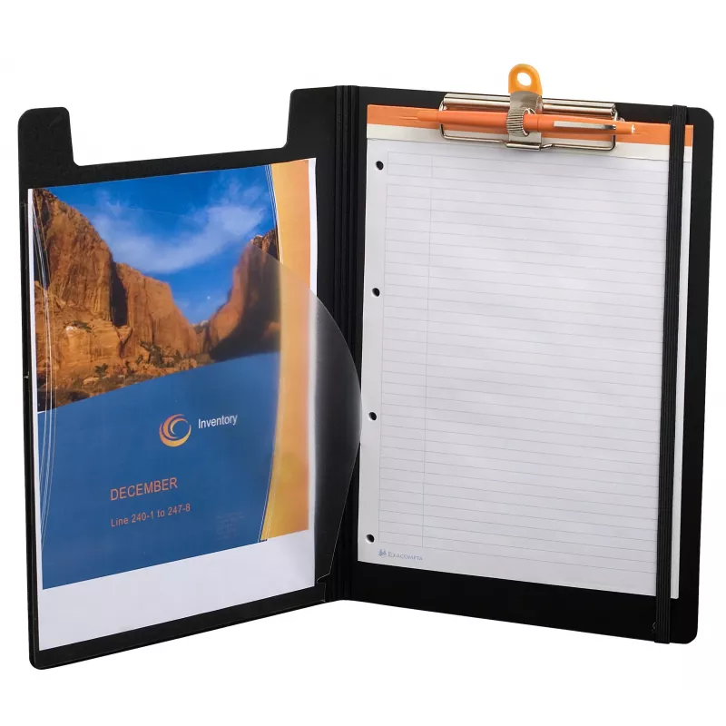 Exacompta Exaboard Carpeta con pinza A4 negra polipropileno con clip metálico y ojal para colgar