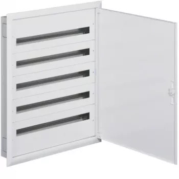 Hager FW536FT Cuadro de distribución empotrable con bornes PE/N, 5 filas, 180 módulos, IP40, blanco