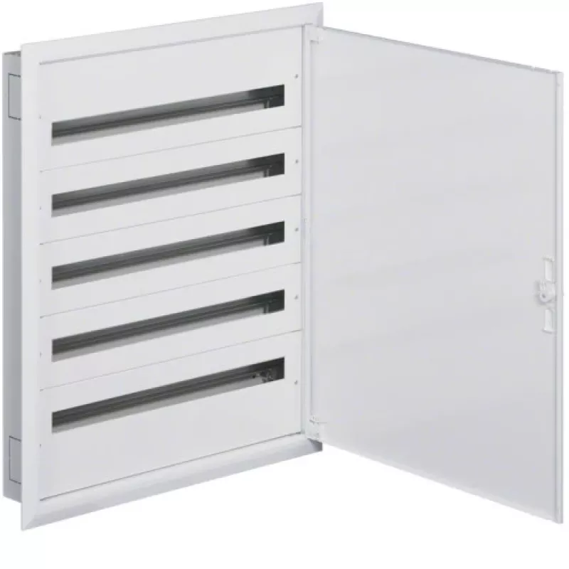 Hager FW536FT Cuadro de distribución empotrable con bornes PE/N, 5 filas, 180 módulos, IP40, blanco