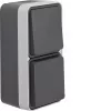 HAGER WNC080 Conmutador/Base Schuko con tapa abatible, de superficie vertical, Gris