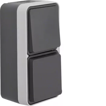 HAGER WNC080 Conmutador/toma Schuko con tapa abatible, superficie vertical, gris