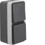 HAGER WNC080 Conmutador/Base Schuko con tapa abatible, de superficie vertical, Gris