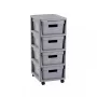 Estantería Curver Infinity 4x10L gris – armario de almacenamiento de plástico con 4 cajones y efecto ratán