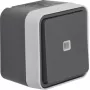 Conmutador de control Hager WNC003 con luz piloto, montaje en superficie, IP55, gris