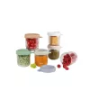 Beaba Set de tarros de vidrio para alimentos de bebé con tapas herméticas, 6 x 250 ml, Mix colores naturales
