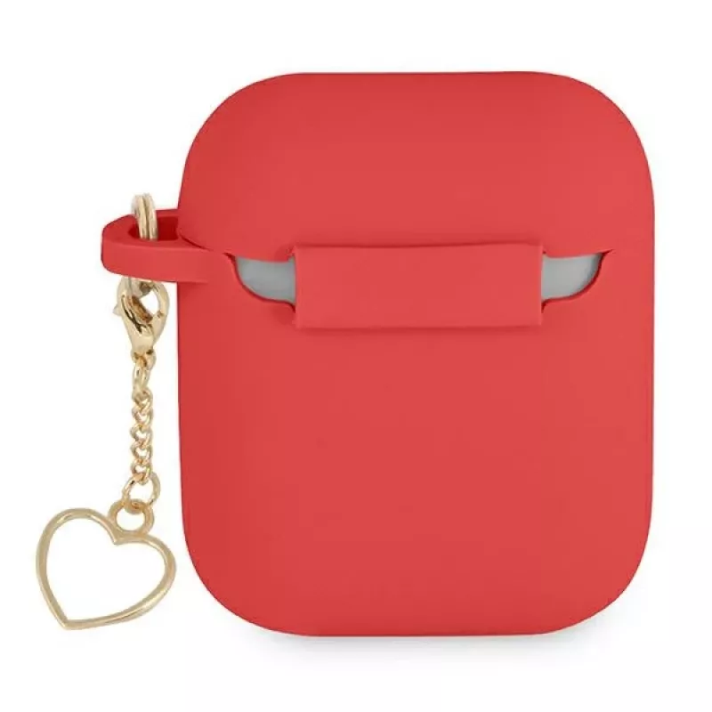 GUESS GUA2LSCHSR Funda AirPods 1/2 Roja Silicona Charm Heart Collection