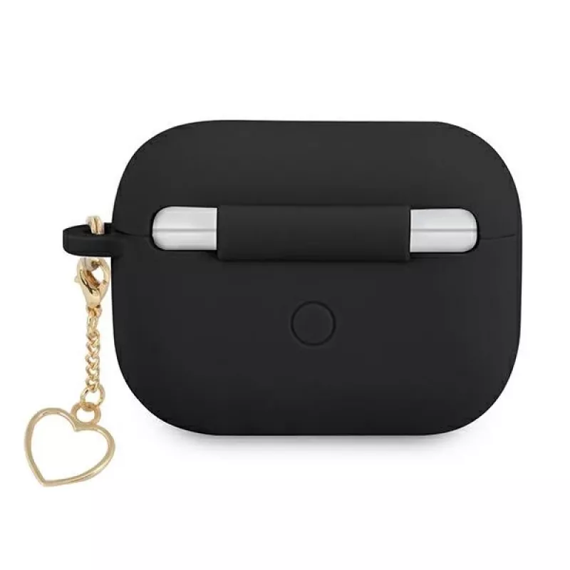 GUESS GUAPLSCHSK Funda AirPods Pro Negra Silicona Charm Heart Collection