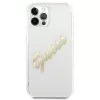 GUESS Vintage Script Gold Funda rígida para Apple iPhone 12 Pro Max - Transparente