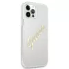 GUESS Vintage Script Gold Funda rígida para Apple iPhone 12 Pro Max - Transparente