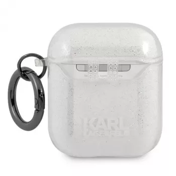 Karl Lagerfeld KLA2UKHGS Funda AirPods 1/2 Plata Brillo Karl's Head