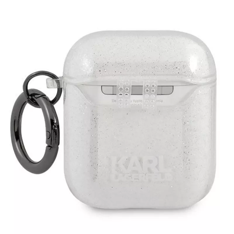 Karl Lagerfeld KLA2UKHGS Funda AirPods 1/2 Plata Brillo Karl's Head