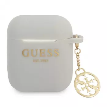 Guess GUA2LSC4EG Funda AirPods 1/2 Gris Silicona Colgante 4G Colección