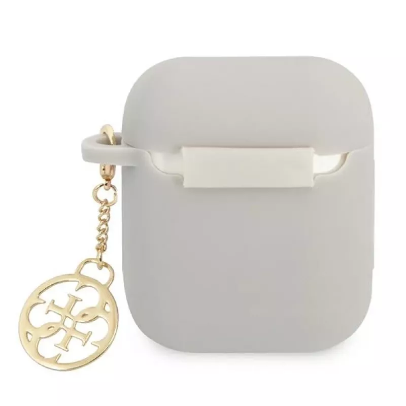 Guess GUA2LSC4EG Funda AirPods 1/2 Gris Silicona Colgante 4G Colección