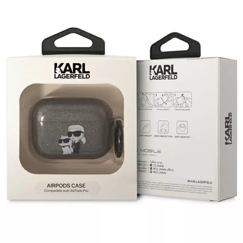 Karl Lagerfeld KLAPHNKCTGK Funda AirPods Pro Brillo Karl & Choupette Negra