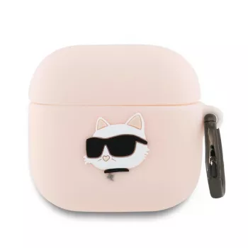 Karl Lagerfeld Funda de silicona Choupette Cabeza 3D para AirPods 4 - Rosa