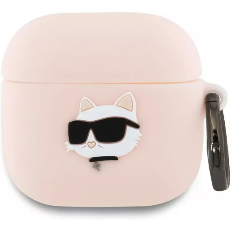 Karl Lagerfeld Funda de silicona Choupette Cabeza 3D para AirPods 4 - Rosa