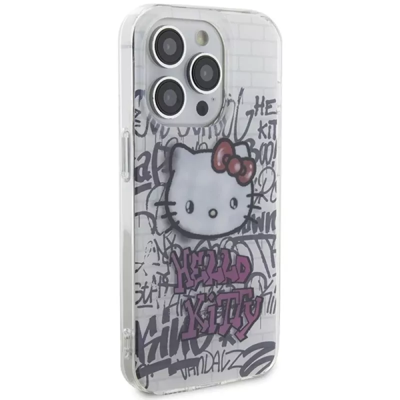 Hello Kitty HKHCP14XHDGPHT Funda rígida iPhone 14 Pro Max 6,7 pulgadas Blanca IML Kitty On Bricks Graffiti