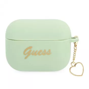 GUESS GUAPLSCHSN Funda AirPods Pro Verde Silicona Charm Heart Collection