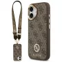 Funda MagSafe GUESS 4G Strass Logo y Big Strap Metal Buttons para iPhone 17 - Marrón