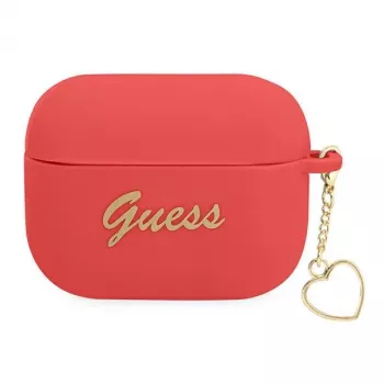 Funda GUESS para AirPods Pro Rojo Silicona Charm Heart Collection